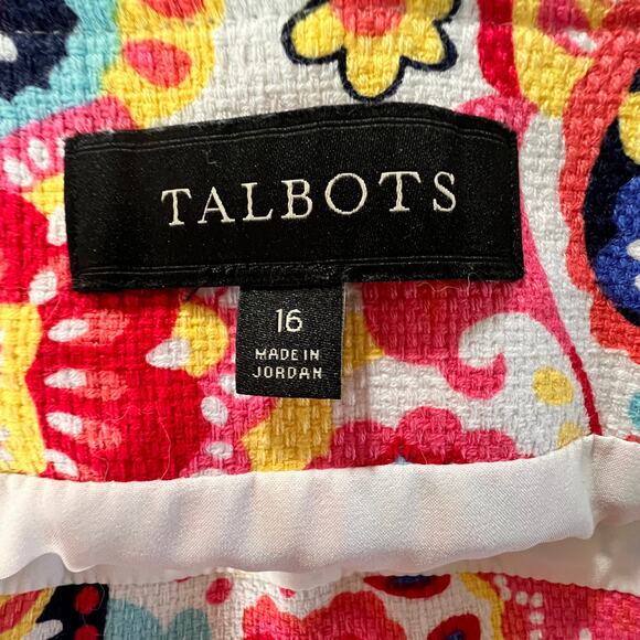 Talbots Skirt Red Orange Paisley Print Twill Knee Length Size 16 - Picture 7 of 9